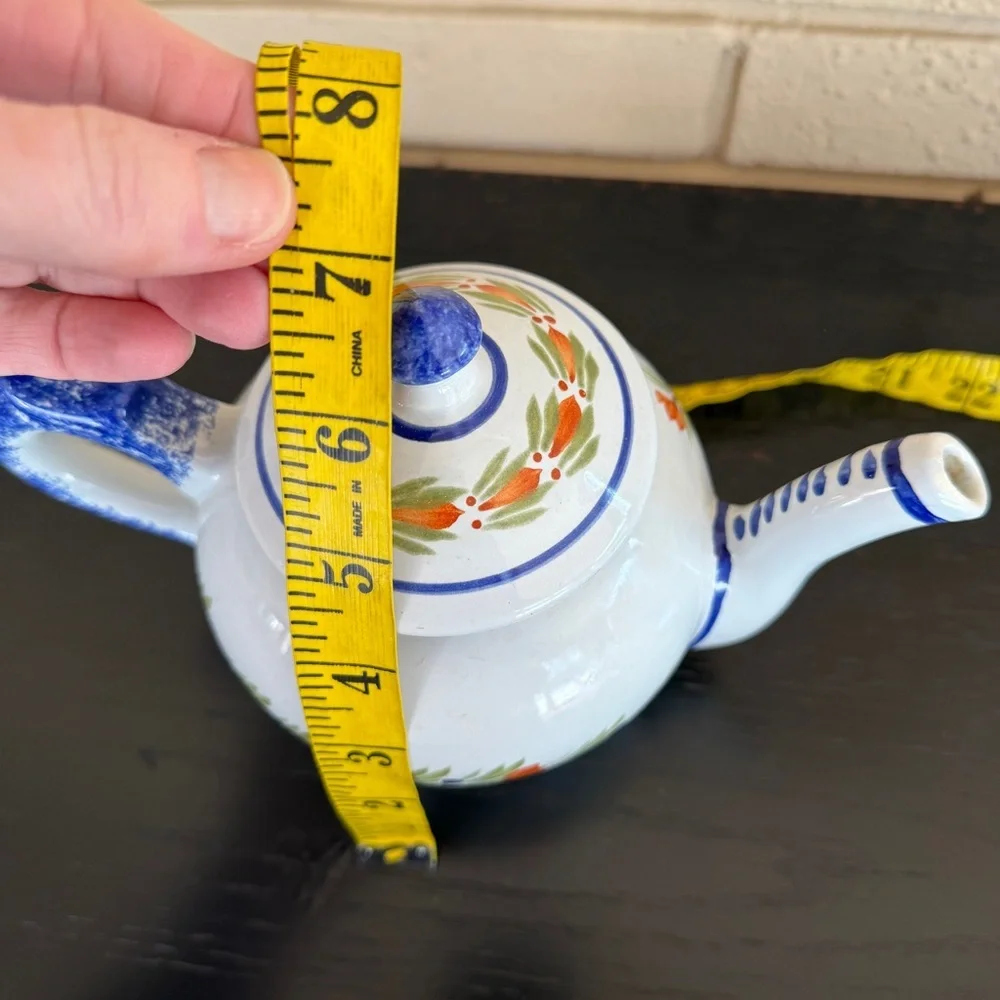 HENRIOT QUIMPER Teapot Royal French Faience Lidded Painted Lady